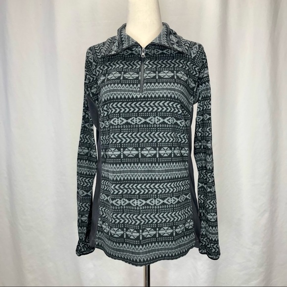 Columbia 1/4 zip lightweight fleece black grey geometric size M - Picture 1 of 8